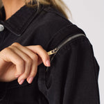 Edge 2 - in - 1 Detachable Sleeve Jacket – Black Wash - JMOJO - Women's Denim Jacket Detachable