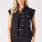 Edge 2 - in - 1 Detachable Sleeve Jacket – Black Wash - JMOJO - Women's Denim Jacket Detachable