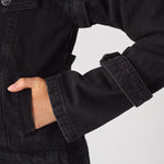 Edge 2 - in - 1 Detachable Sleeve Jacket – Black Wash - JMOJO - Women's Denim Jacket Detachable