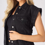 Edge 2 - in - 1 Detachable Sleeve Jacket – Black Wash - JMOJO - Women's Denim Jacket Detachable