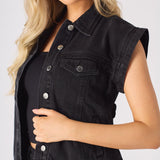 Edge 2 - in - 1 Detachable Sleeve Jacket – Black Wash - JMOJO - Women's Denim Jacket Detachable