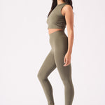 Elara Essential Racer Neck Crop Top – Khaki - JMOJO - Women's Athleisure Crop Top