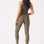 Elara Essential Racer Neck Crop Top – Khaki - JMOJO - Women's Athleisure Crop Top