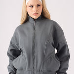 Elowen Zip Up Sweatshirt – Grey - JMOJO - Women's Zip - up Sweatshirts