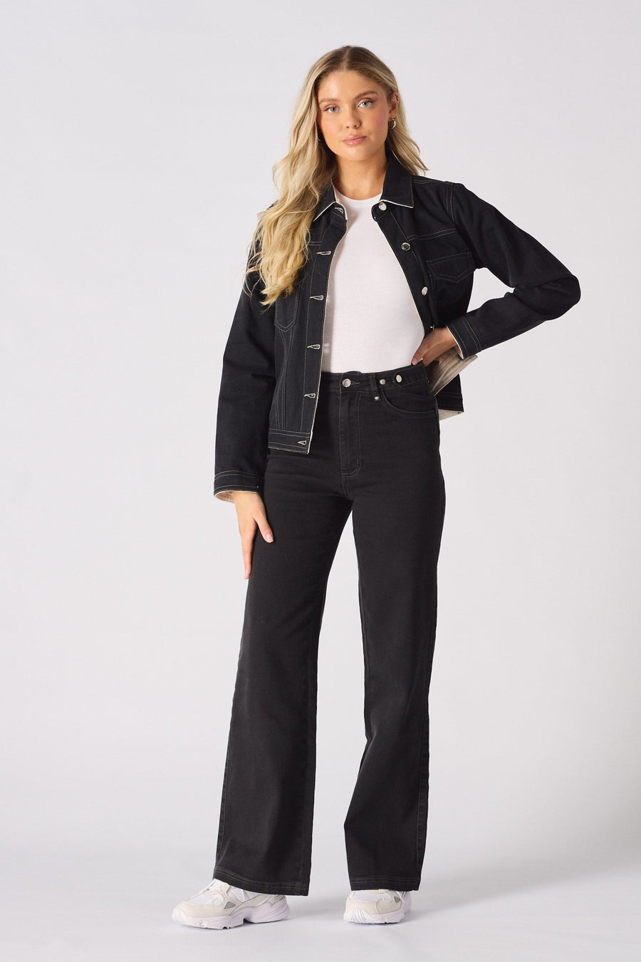 ELYSI High Rise Sculpt Wide Leg Jeans - Black Wash - JMOJO - Women's Wide Leg Jeans