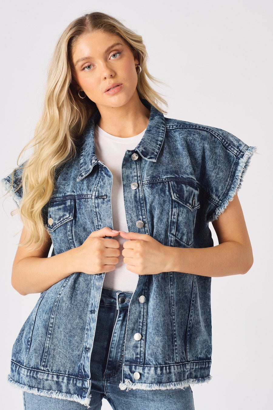 Ember Sleeveless Denim Gilet Jacket – Blue - JMOJO - Women's Denim Jacket
