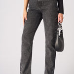 Evora High Waisted Slim Straight Leg Jeans - Black - JMOJO - Women's Straight Leg Jeans