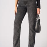 Evora High Waisted Slim Straight Leg Jeans - Black - JMOJO - Women's Straight Leg Jeans