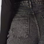Evora High Waisted Slim Straight Leg Jeans - Black - JMOJO - Women's Straight Leg Jeans