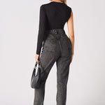 Evora High Waisted Slim Straight Leg Jeans - Black - JMOJO - Women's Straight Leg Jeans