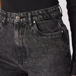 Evora High Waisted Slim Straight Leg Jeans - Black - JMOJO - Women's Straight Leg Jeans