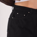 Evora High Waisted Turn Up Straight Leg Jeans - Black - JMOJO - Women's Straight Leg Jeans