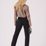 Evora High Waisted Turn Up Straight Leg Jeans - Black - JMOJO - Women's Straight Leg Jeans