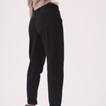 Evora High Waisted Turn Up Straight Leg Jeans - Black - JMOJO - Women's Straight Leg Jeans