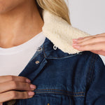 Frost Sherpa Collar Denim Jacket – Mid Blue - JMOJO - Women's Denim Jackets Sherpa