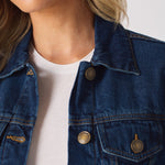 Frost Sherpa Collar Denim Jacket – Mid Blue - JMOJO - Women's Denim Jackets Sherpa