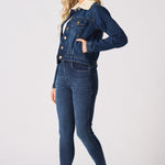 Frost Sherpa Collar Denim Jacket – Mid Blue - JMOJO - Women's Denim Jackets Sherpa