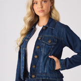 Frost Sherpa Collar Denim Jacket – Mid Blue - JMOJO - Women's Denim Jackets Sherpa