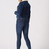 Frost Sherpa Collar Denim Jacket – Mid Blue - JMOJO - Women's Denim Jackets Sherpa