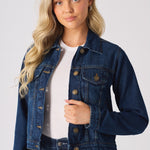 Frost Sherpa Collar Denim Jacket – Mid Blue - JMOJO - Women's Denim Jackets Sherpa