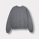flat lay back view of grey crew neck jumper