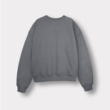 flat lay back view of grey crew neck jumper
