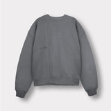 flat lay front view of grey crew neck jumper