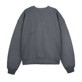 flat lay back view of grey crew neck jumper