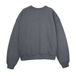 flat lay front view of grey crew neck jumper
