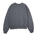 flat lay front view of grey crew neck jumper