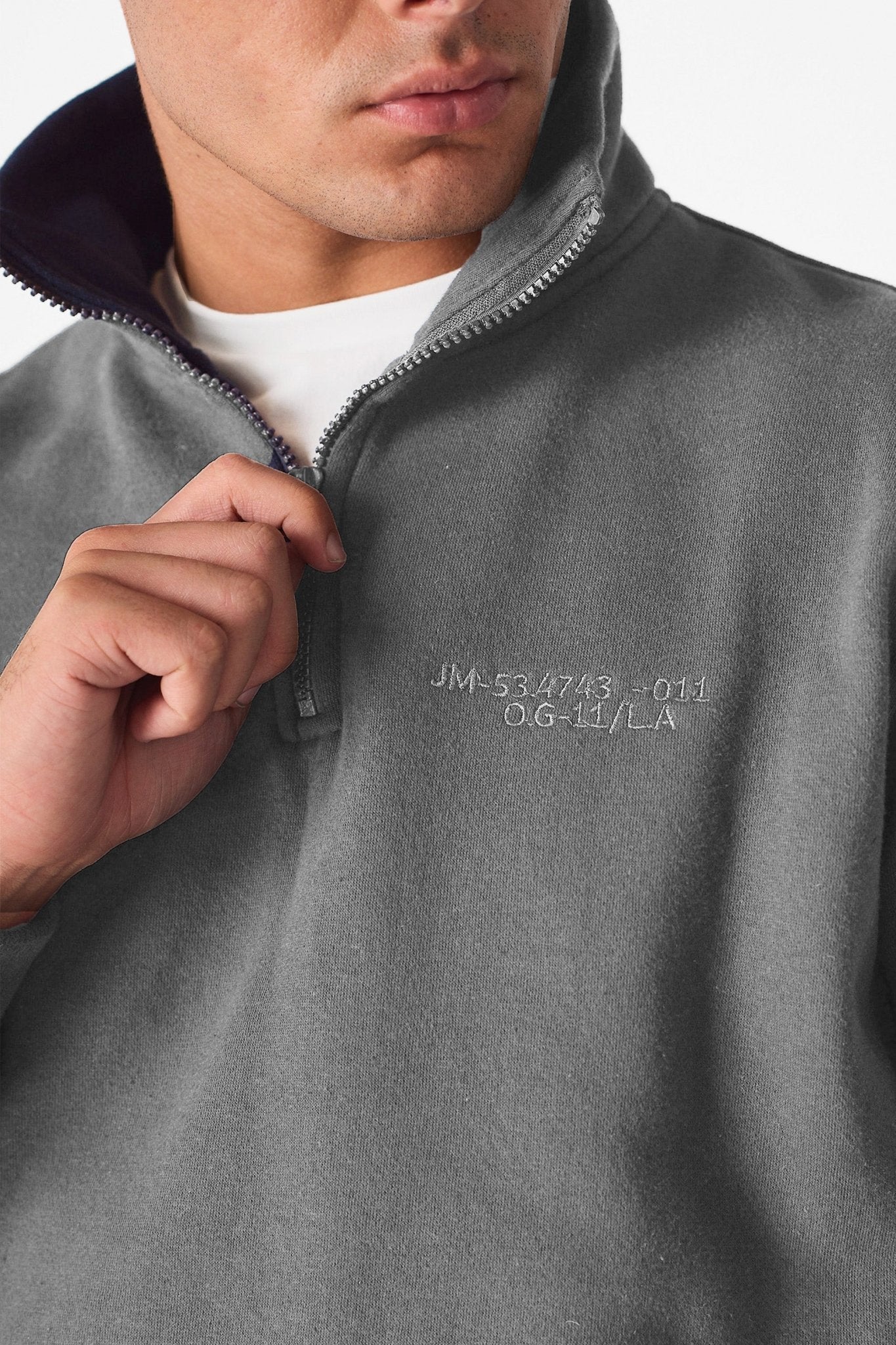 HALF ZIP SWEATSHIRT - GREY - JMOJO - Men's Sweatshirts
