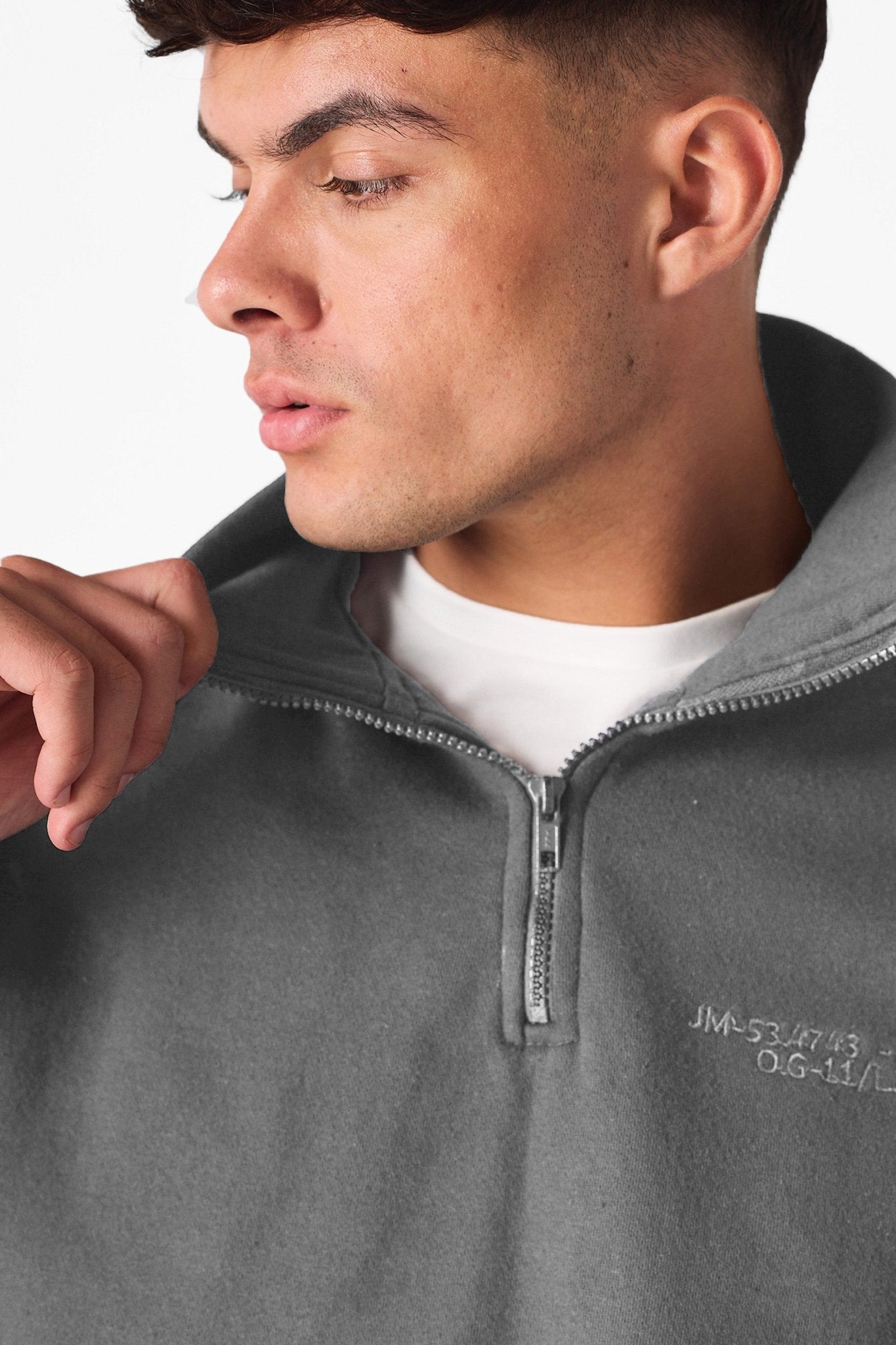 HALF ZIP SWEATSHIRT - GREY - JMOJO - Men's Sweatshirts