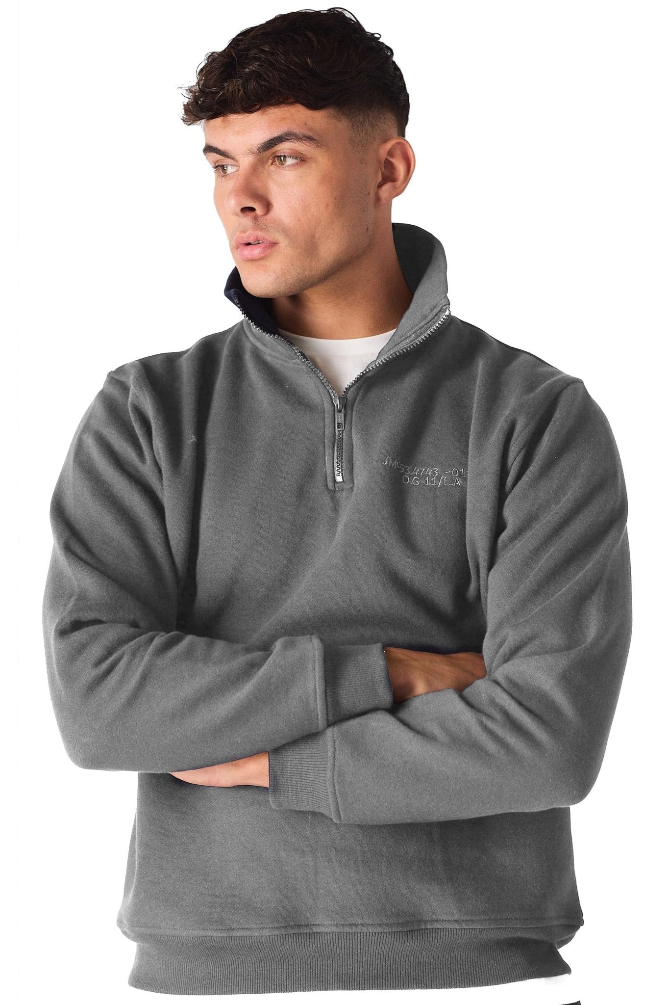 HALF ZIP SWEATSHIRT - GREY - JMOJO - Men's Sweatshirts