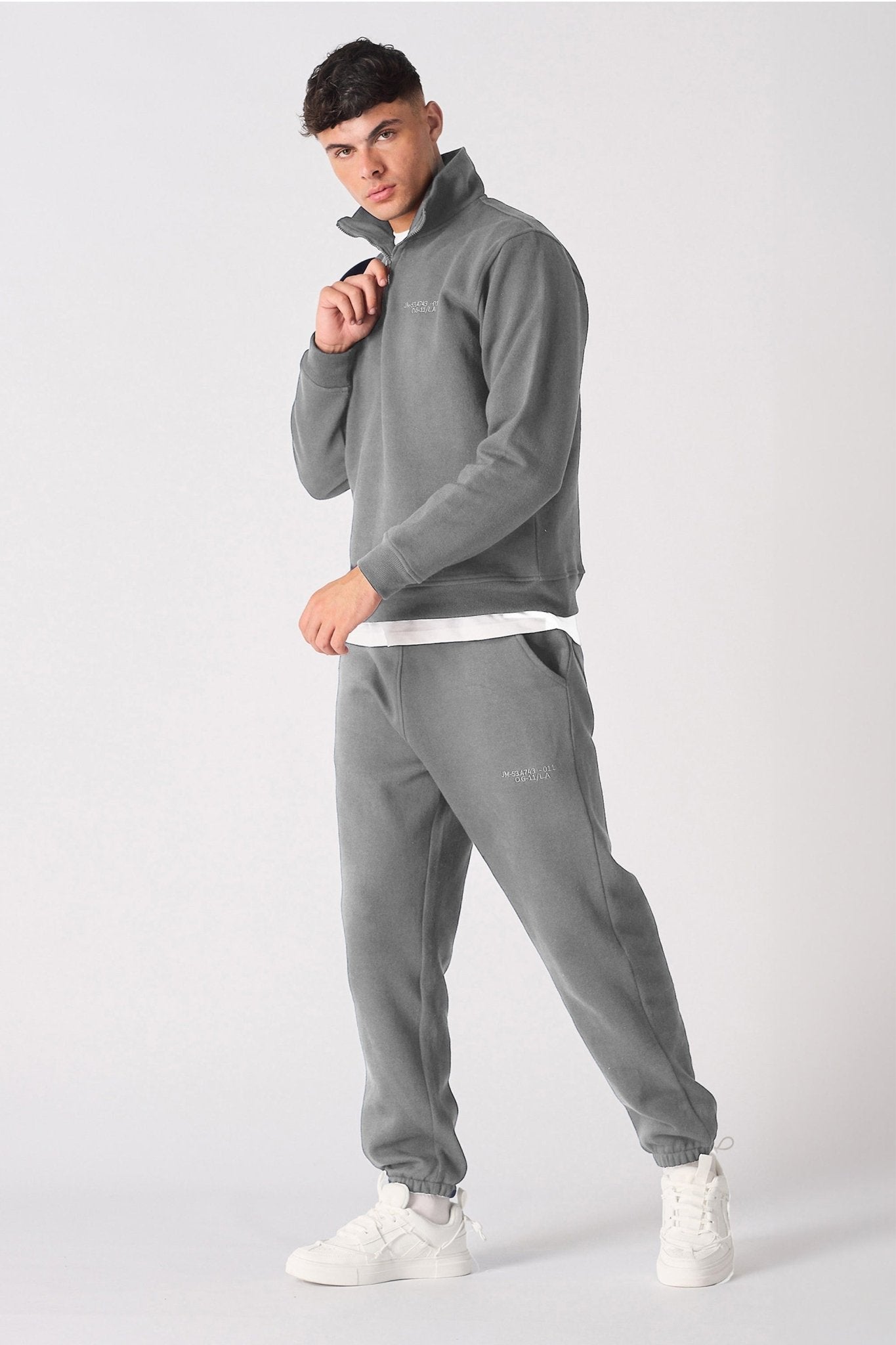 HALF ZIP SWEATSHIRT - GREY - JMOJO - Men's Sweatshirts