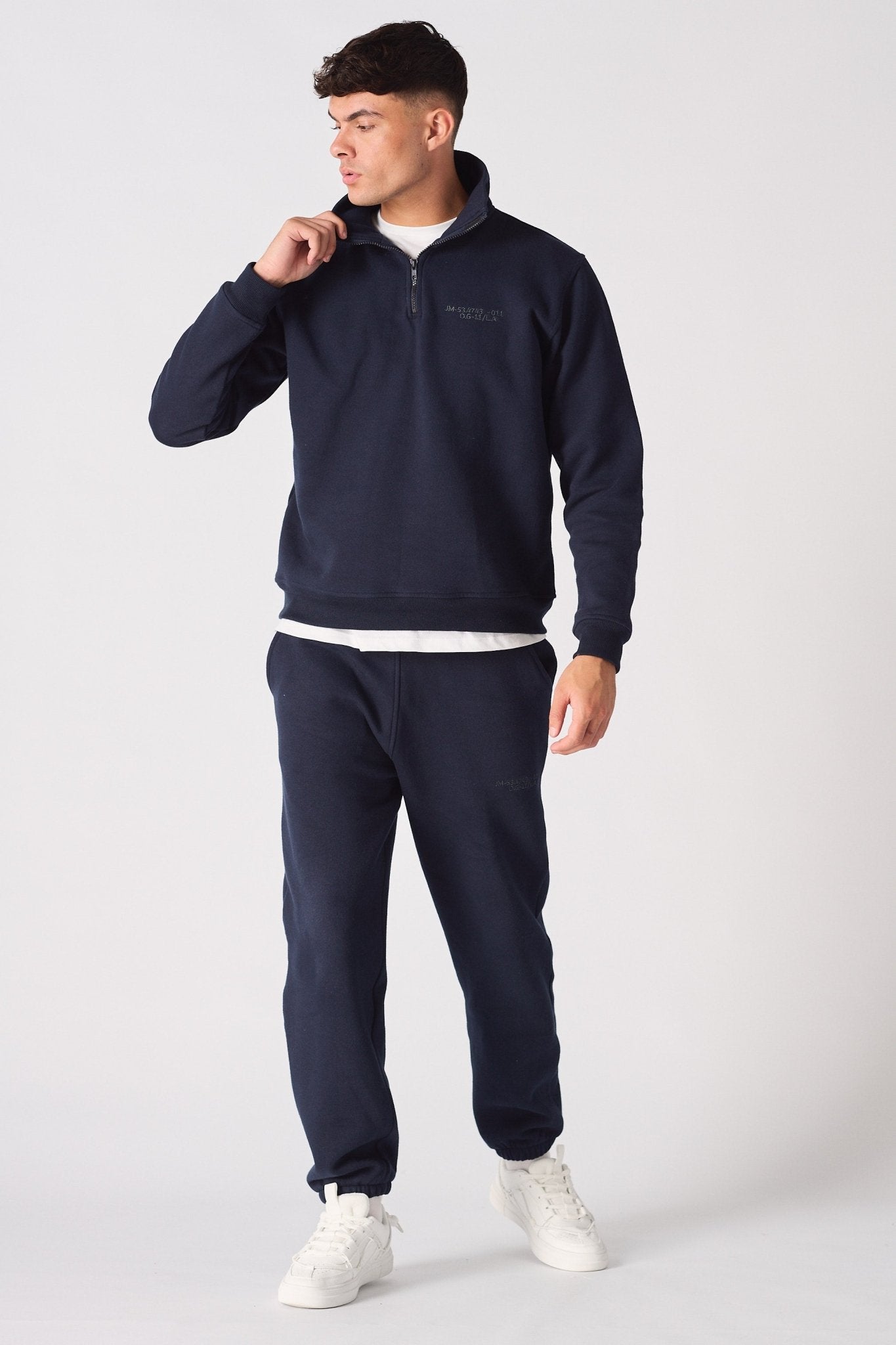 HALF ZIP SWEATSHIRT - NAVY BLUE - JMOJO - Men's Sweatshirts