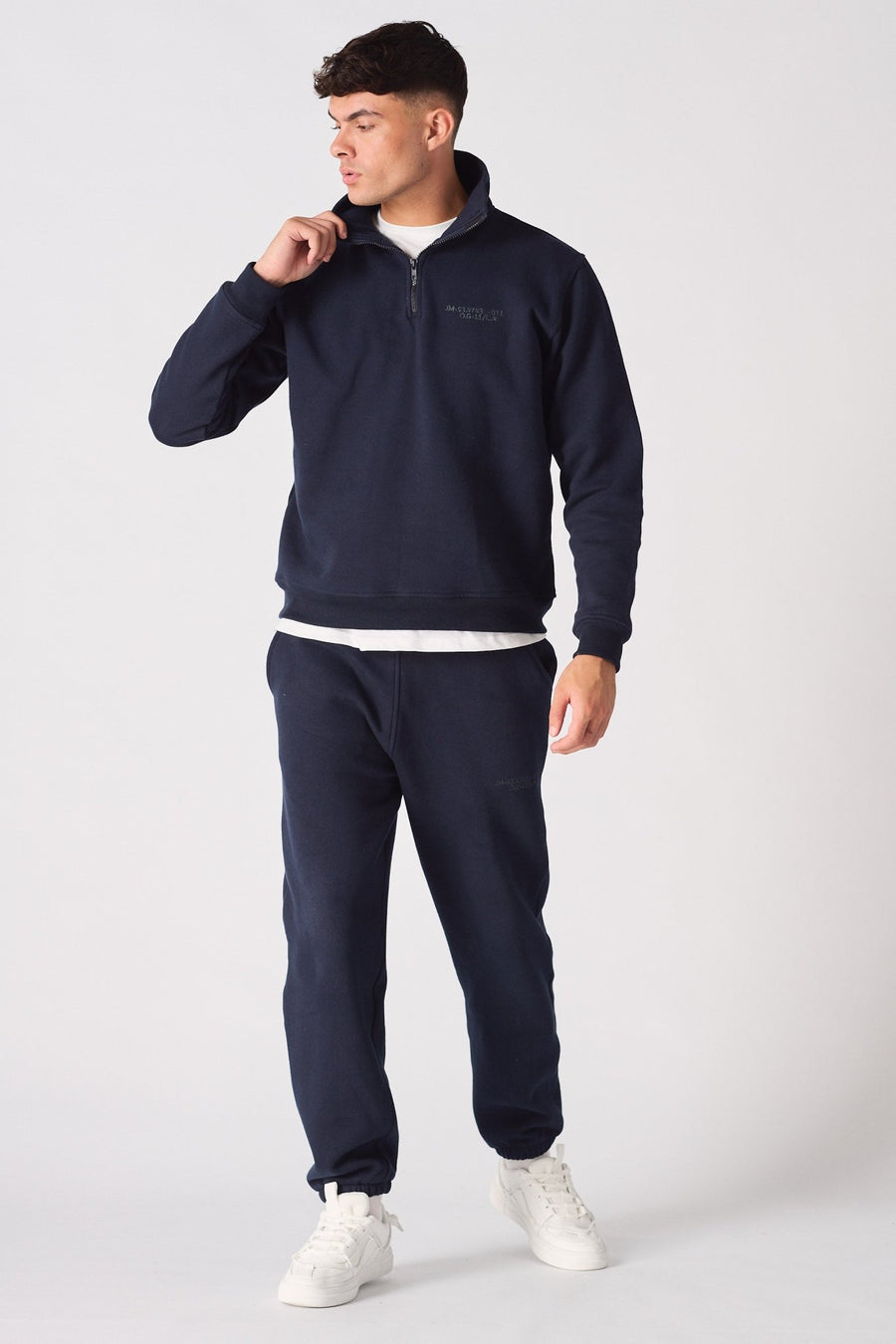 HALF ZIP SWEATSHIRT - NAVY BLUE - JMOJO - Men's Sweatshirts