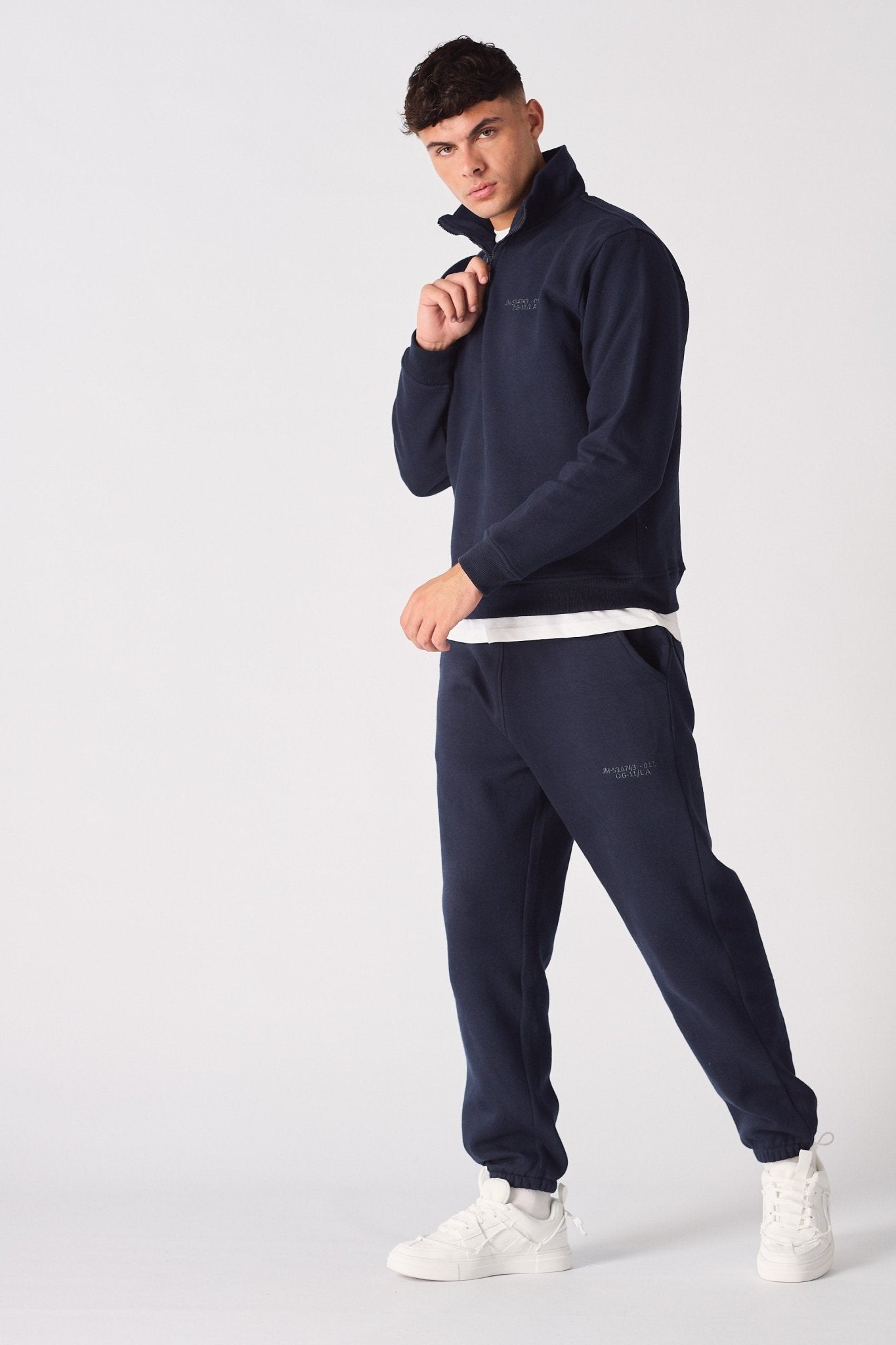 HALF ZIP SWEATSHIRT - NAVY BLUE - JMOJO - Men's Sweatshirts