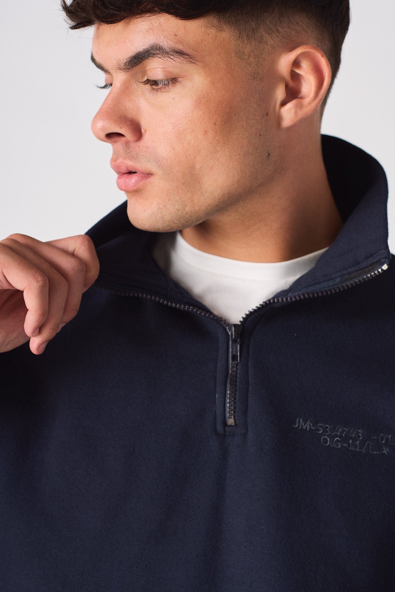 HALF ZIP SWEATSHIRT - NAVY BLUE - JMOJO - Men's Sweatshirts