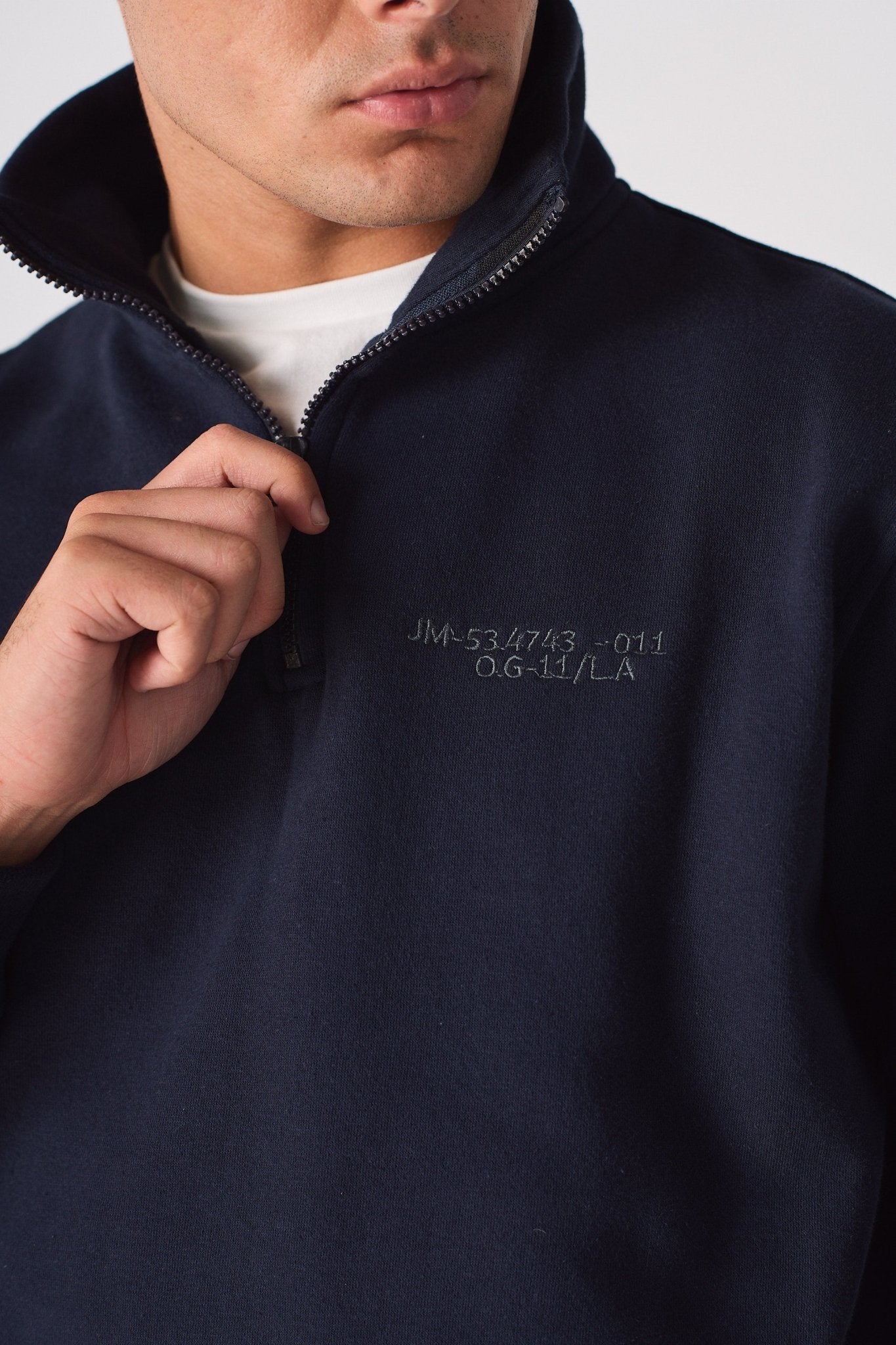 HALF ZIP SWEATSHIRT - NAVY BLUE - JMOJO - Men's Sweatshirts
