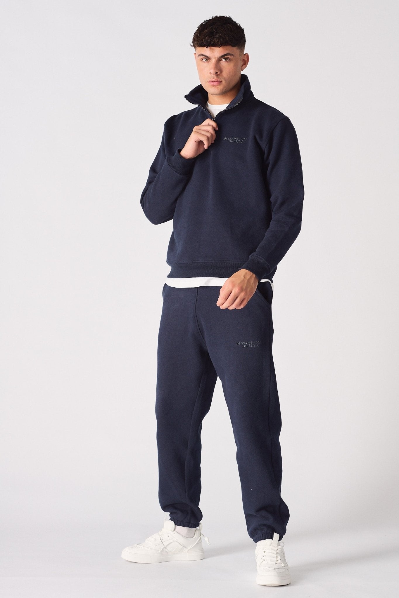HALF ZIP SWEATSHIRT - NAVY BLUE - JMOJO - Men's Sweatshirts
