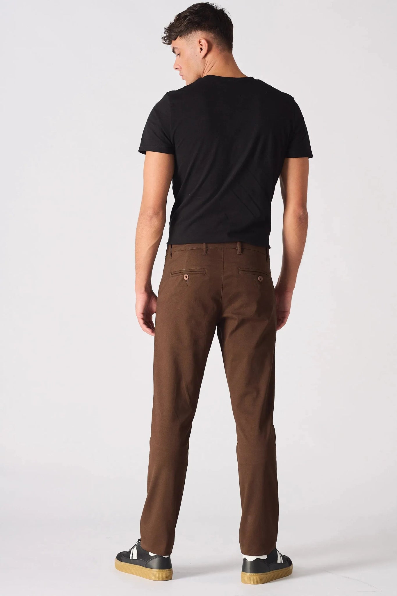 HANSON Stretch Slim Fit Chino Pants - Dark Brown - JMOJO - Men's Chino Trousers