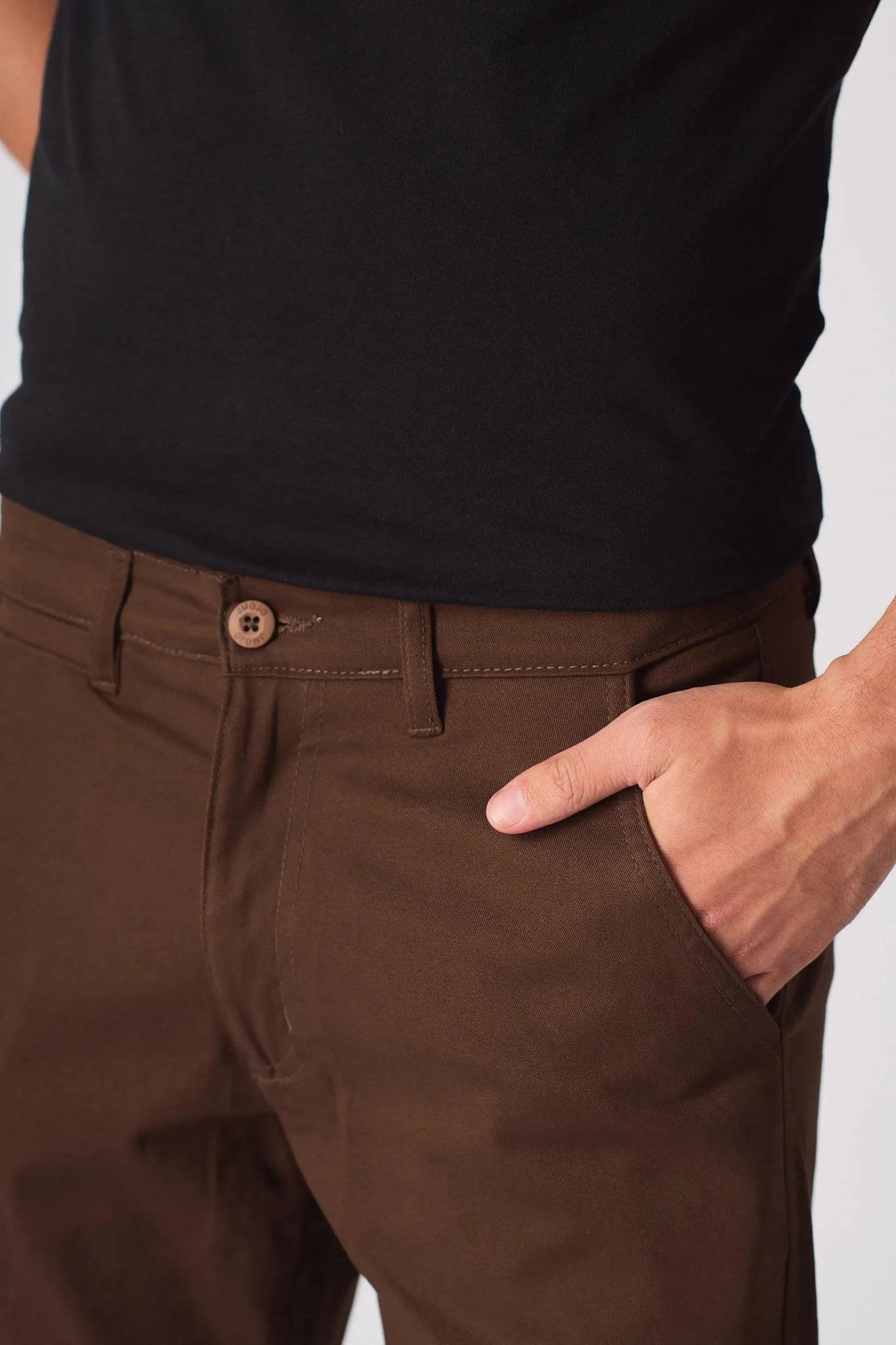 HANSON Stretch Slim Fit Chino Pants - Dark Brown - JMOJO - Men's Chino Trousers