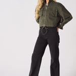 Heath Cropped Denim Jacket – Khaki - JMOJO - Women's Cropped Denim Jackets