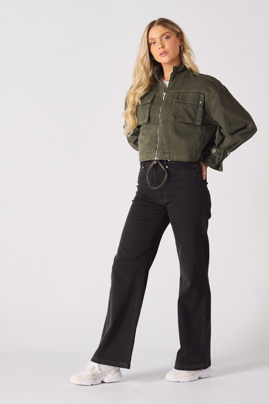 Heath Cropped Denim Jacket – Khaki - JMOJO - Women's Cropped Denim Jackets