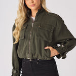 Heath Cropped Denim Jacket – Khaki - JMOJO - Women's Cropped Denim Jackets
