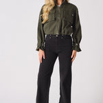 Heath Cropped Denim Jacket – Khaki - JMOJO - Women's Cropped Denim Jackets