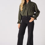 Heath Cropped Denim Jacket – Khaki - JMOJO - Women's Cropped Denim Jackets