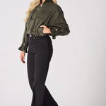 Heath Cropped Denim Jacket – Khaki - JMOJO - Women's Cropped Denim Jackets