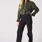 Heath Cropped Denim Jacket – Khaki - JMOJO - Women's Cropped Denim Jackets