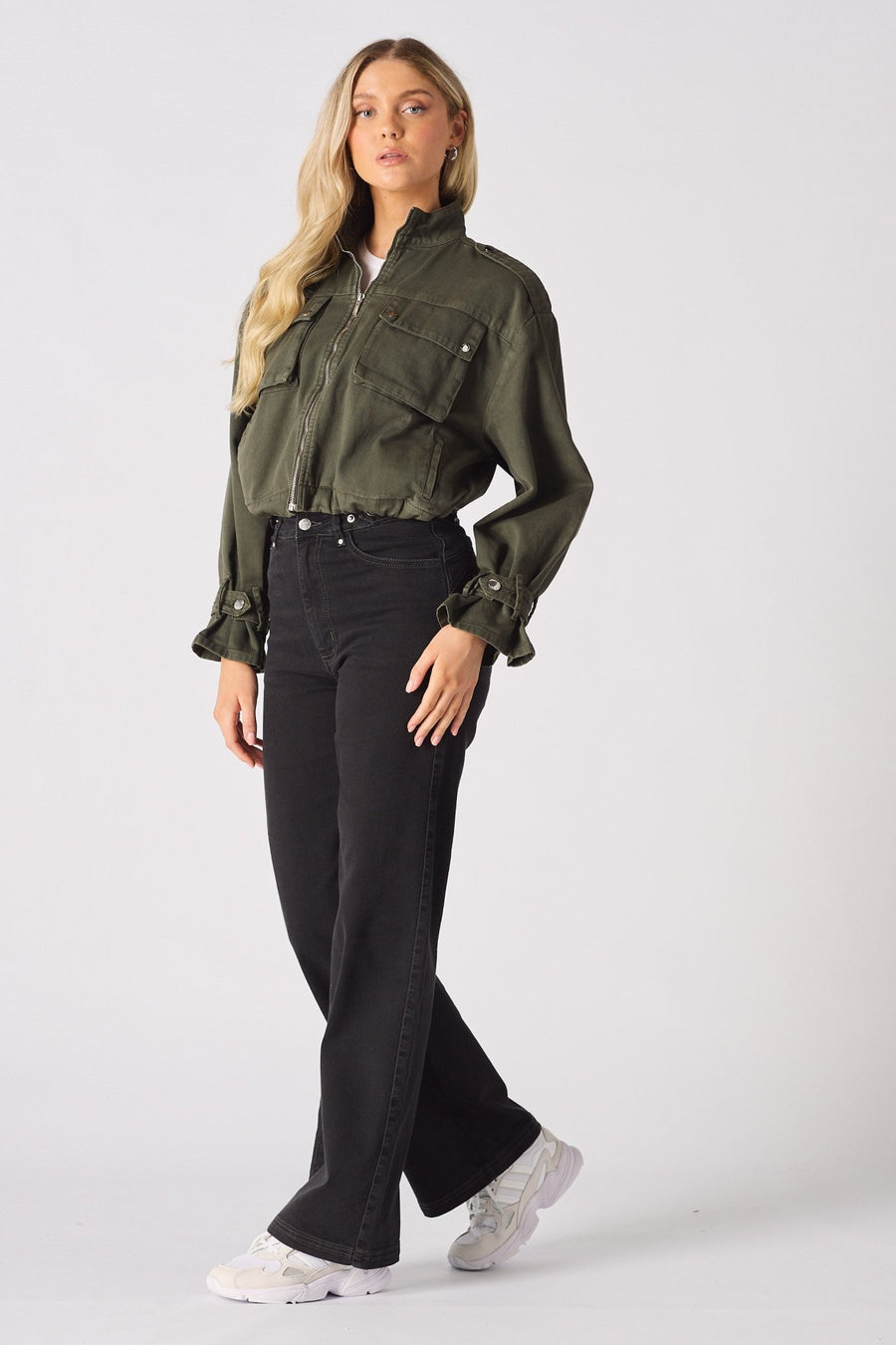 Heath Cropped Denim Jacket – Khaki - JMOJO - Women's Cropped Denim Jackets